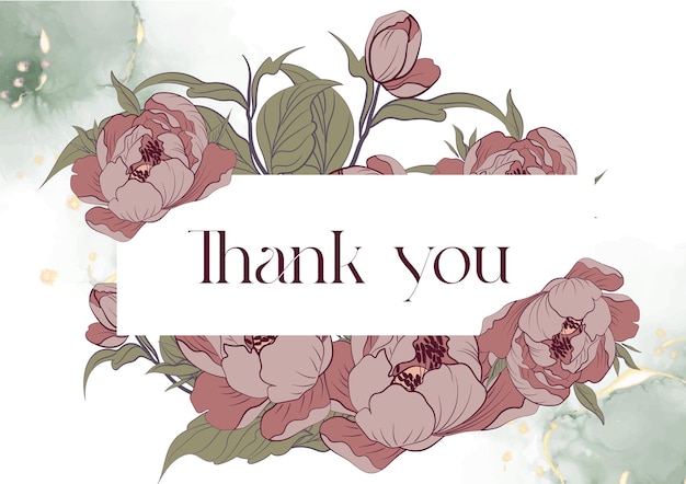 tarjeta de agradecimiento con flores