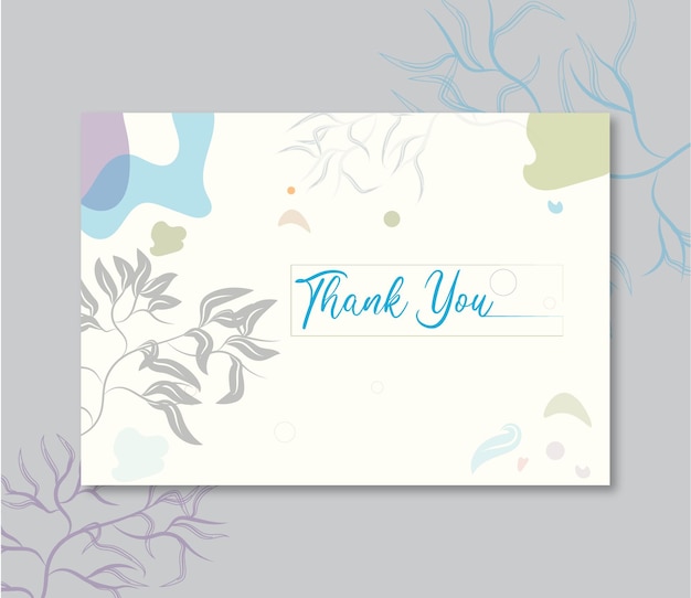 Vector una tarjeta de agradecimiento con letras azules