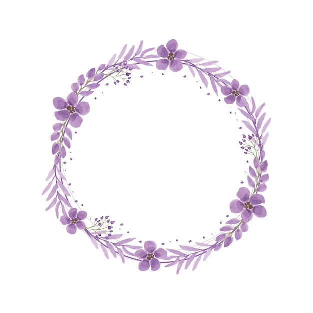 Tarjeta de agradecimiento con marco floral púrpura suave acuarela