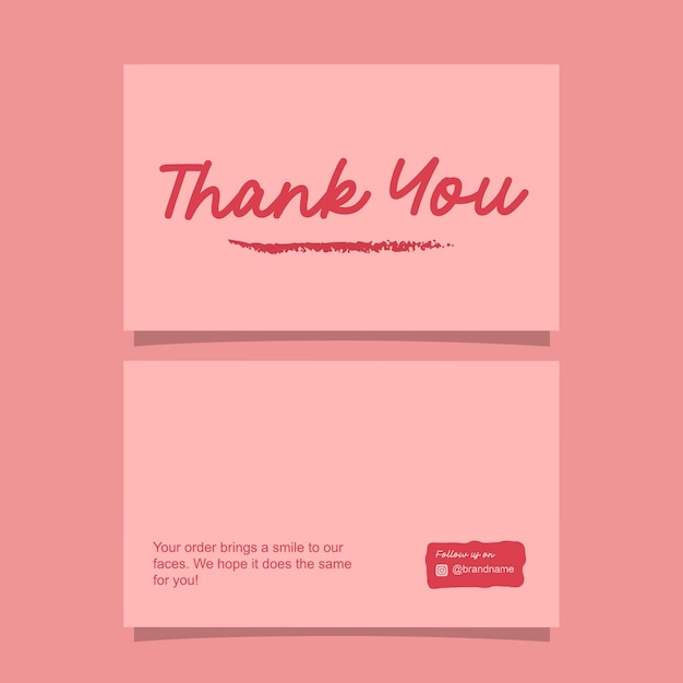 Tarjeta de agradecimiento rojo pastel
