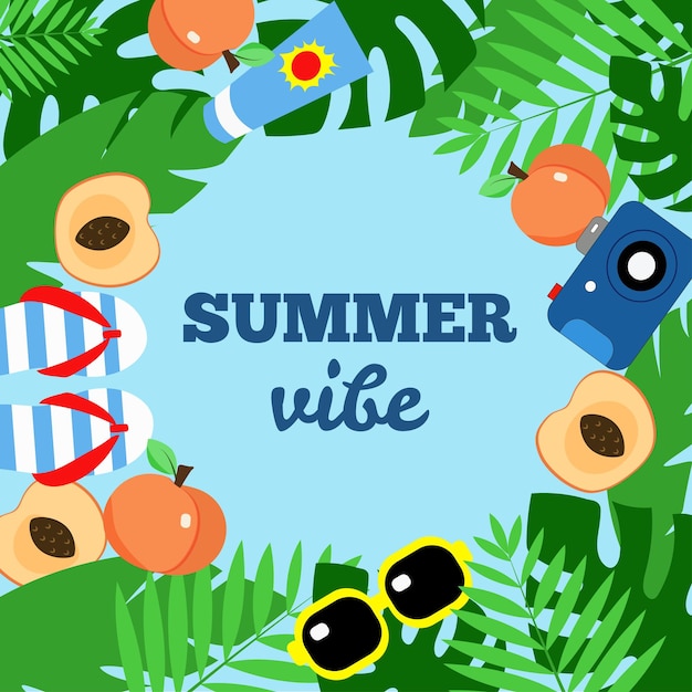 Tarjeta de ambiente de verano. ilustración vectorial