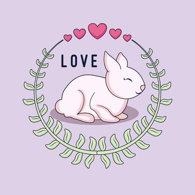 Vector tarjeta de amor con conejo
