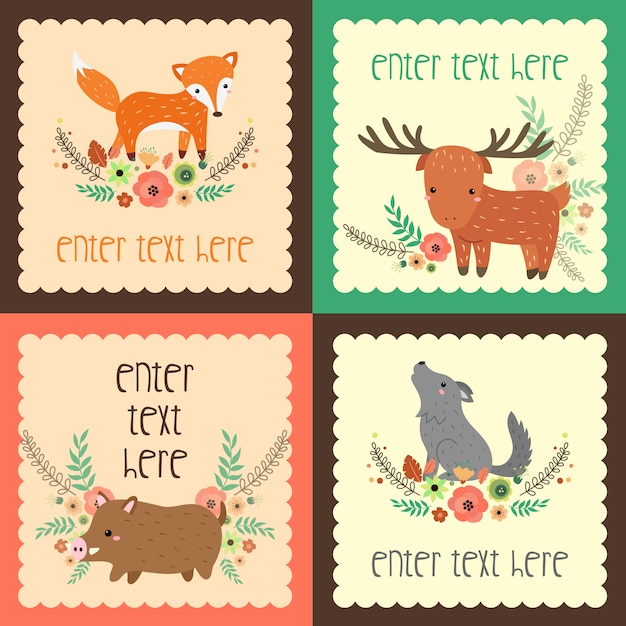 Tarjeta de animales retro