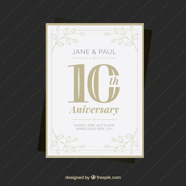 Tarjeta de aniversario de boda con ornamentos