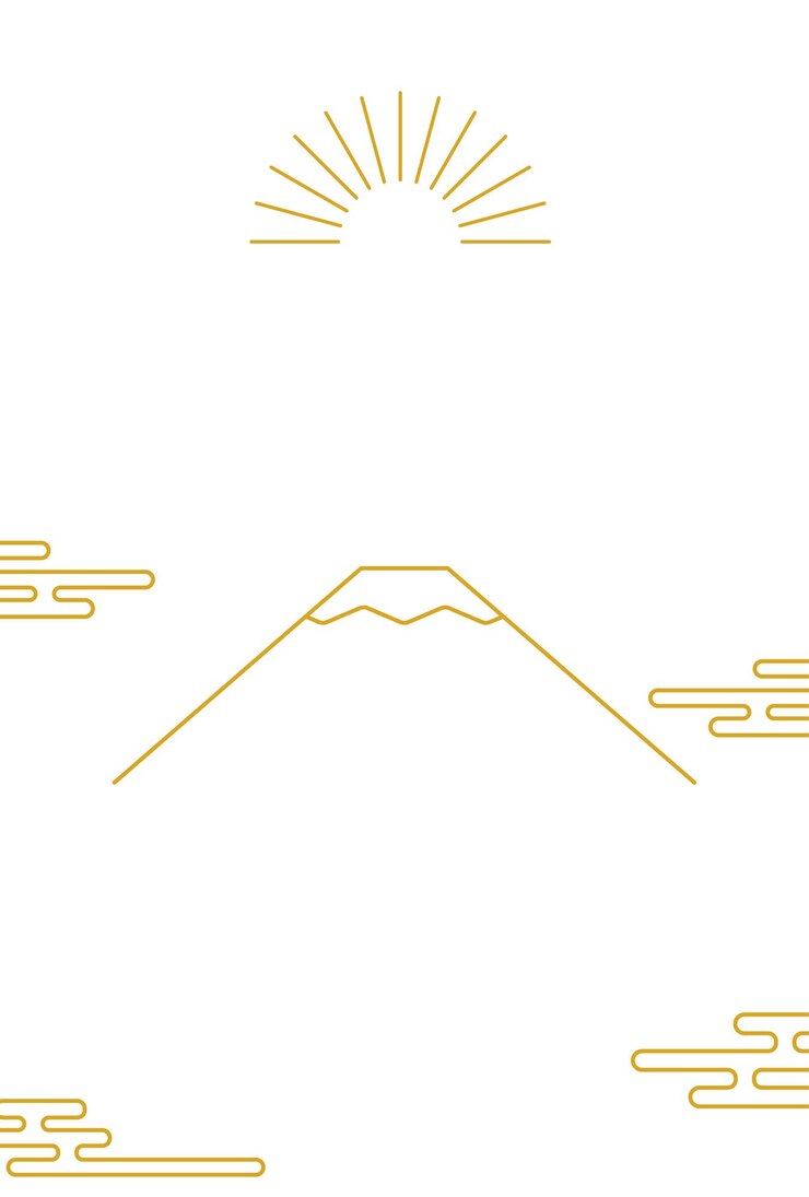 Vector tarjeta de año nuevo al estilo japonés para 2025 dibujo de línea simple del monte fuji