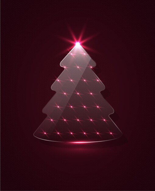 Tarjeta de árbol de navidad de cristal brillante
