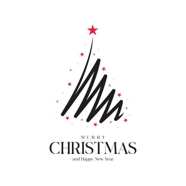 Tarjeta de árbol de Navidad Diseño de fondo con arte de líneas