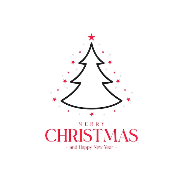 Tarjeta de árbol de Navidad Diseño de fondo con arte de líneas