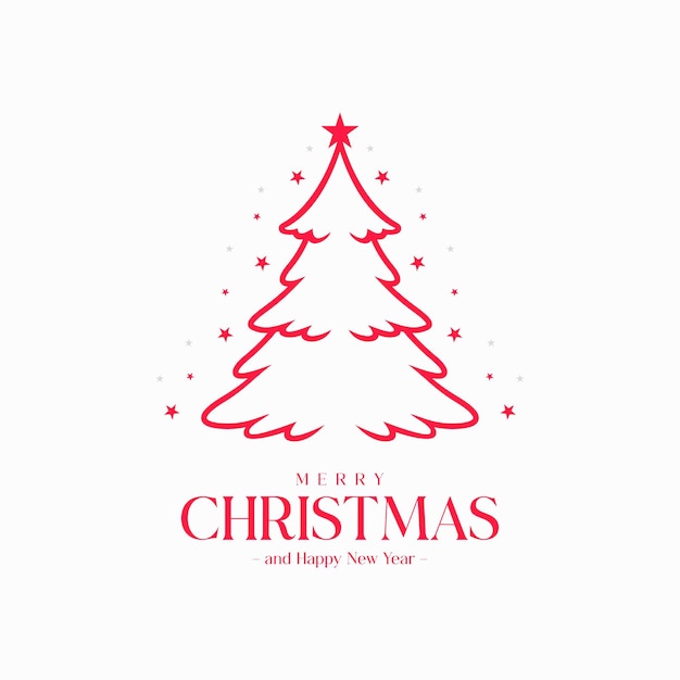 Tarjeta de árbol de Navidad Diseño de fondo con líneas mínimas