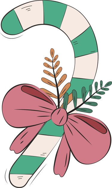Tarjeta De Arte Elemento Gráfico Ilustración Caramelo Bastón Navidad Dulce Verde