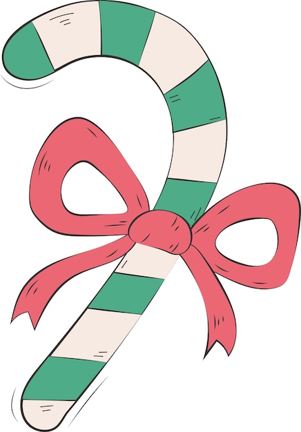 Tarjeta De Arte Elemento Gráfico Ilustración Caramelo Bastón Navidad Dulce Verde