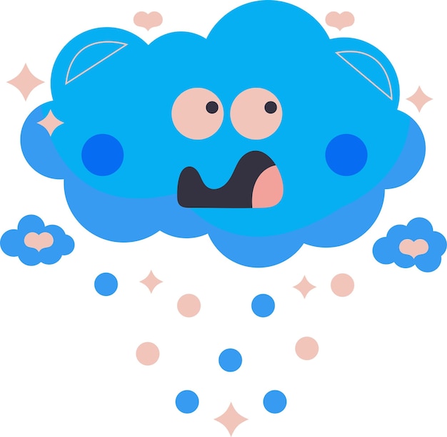 Tarjeta de arte de elemento gráfico de ilustración de personaje de dibujos animados de cielo de nube esponjosa