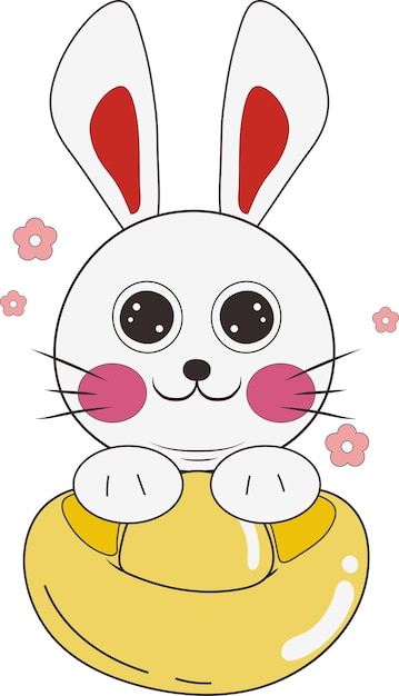 Tarjeta de arte de elemento gráfico de ilustración de personaje de vida silvestre de conejo blanco