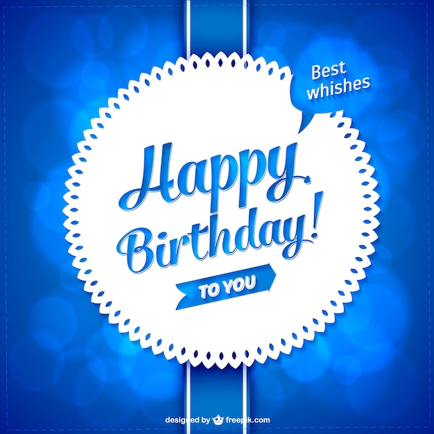Tarjeta azul de cumpleaños feliz