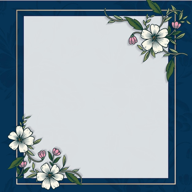 Tarjeta azul con diseño floral