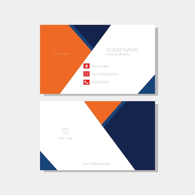una tarjeta azul y naranja con un logotipo para su nombre