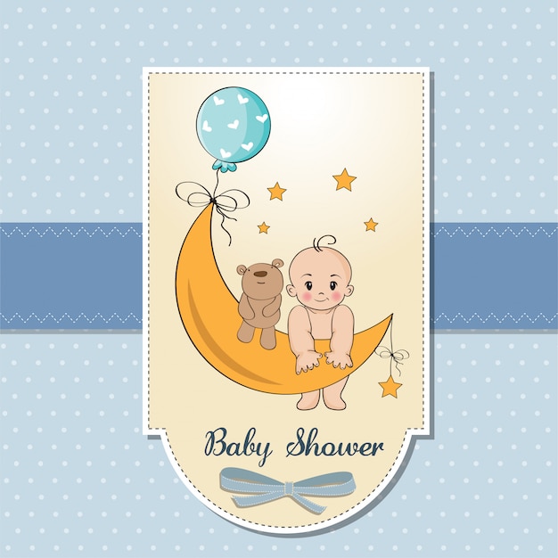 Vector tarjeta de baby boy ducha