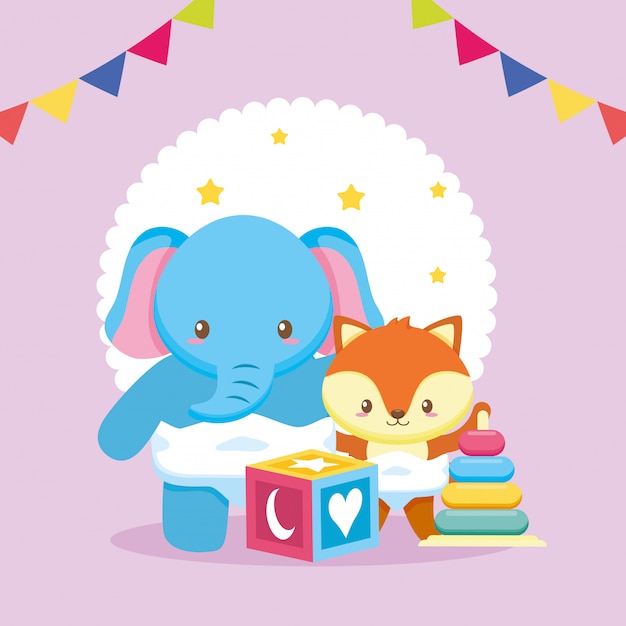 Tarjeta de baby shower con elefante