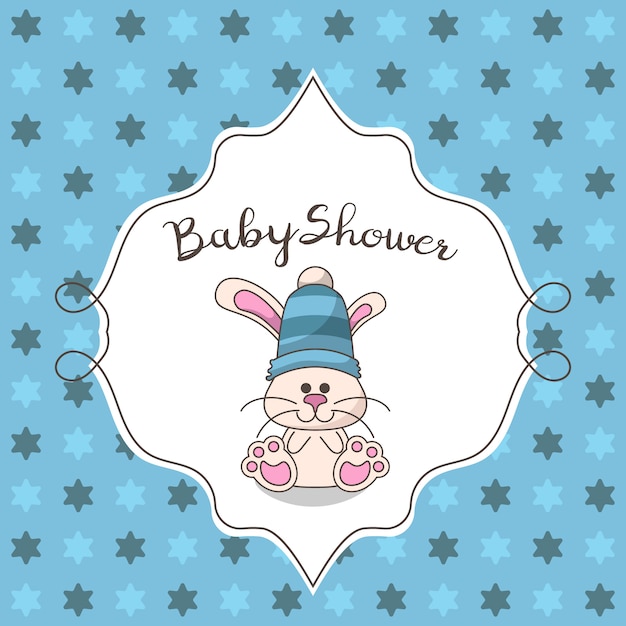 Vector tarjeta de baby shower con lindo conejo