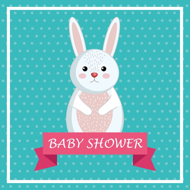 Vector tarjeta de baby shower con lindo conejo