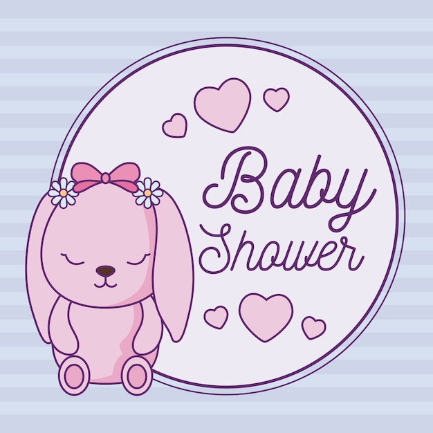 Vector tarjeta de baby shower con lindo conejo