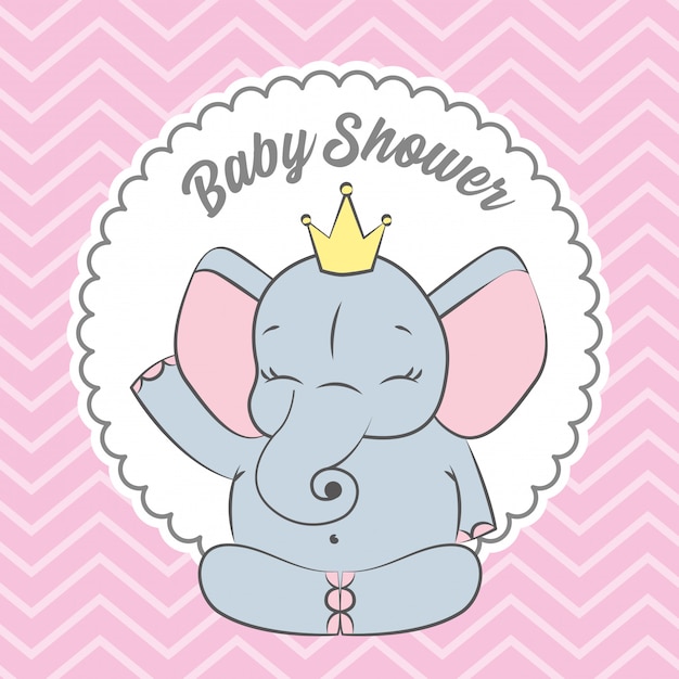 Tarjeta de baby shower con lindo elefante.