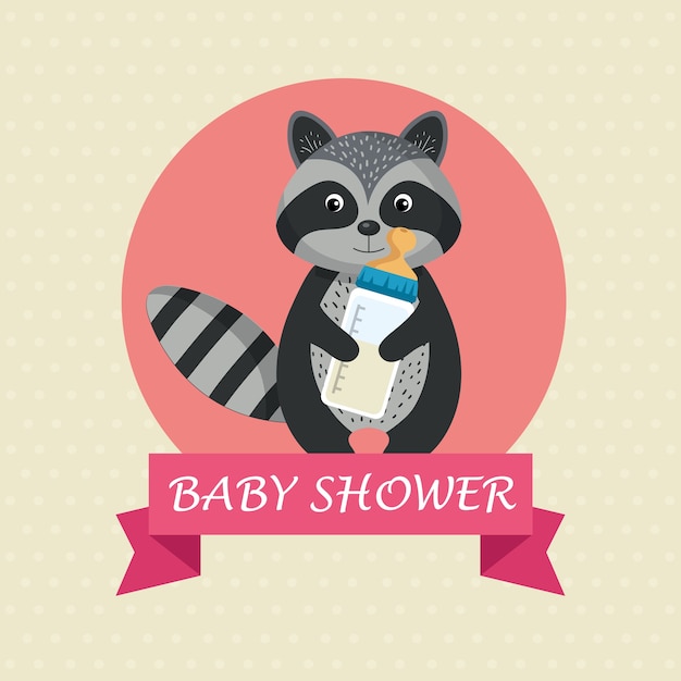Tarjeta de baby shower con lindo mapache
