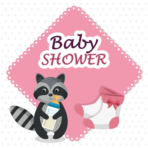 Tarjeta de baby shower con lindo mapache