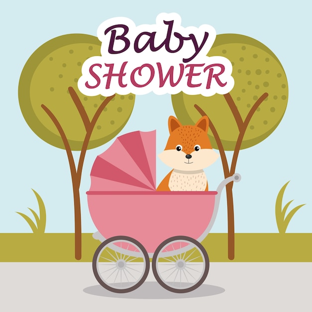 Tarjeta de Baby Shower con lindo zorro
