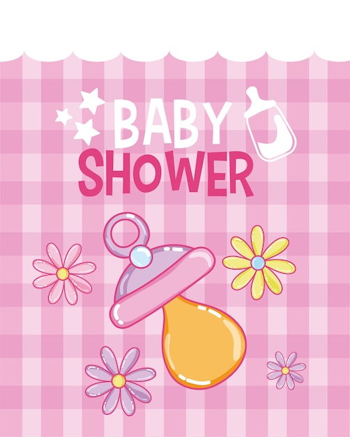 Vector tarjeta de baby shower con lindos dibujos animados