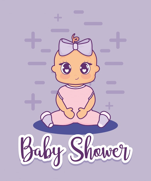 Vector tarjeta de baby shower con niña