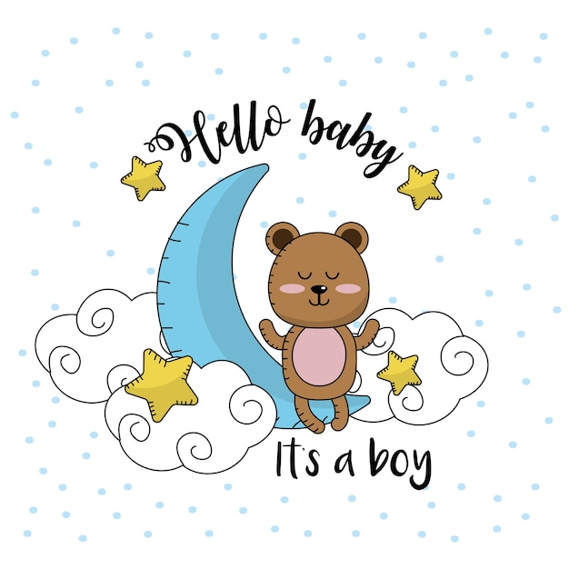 Vector tarjeta de baby shower para recibir a un niño