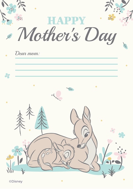 Tarjeta de Bambi y su madre