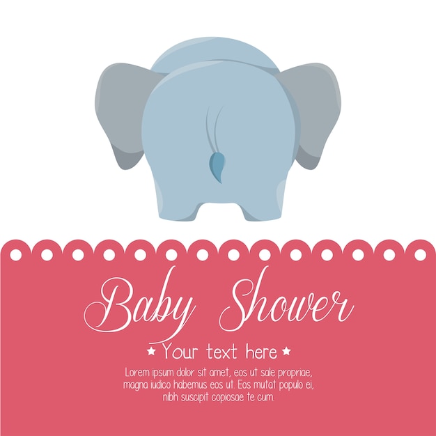 Vector tarjeta bebé ducha elefante lindo aislado
