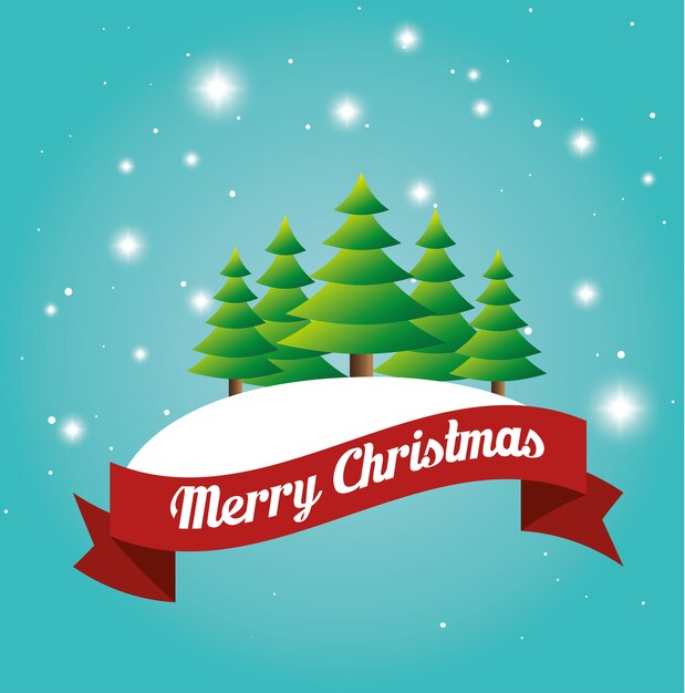 tarjeta de belleza feliz diseño de etiqueta de nieve árbol de Navidad