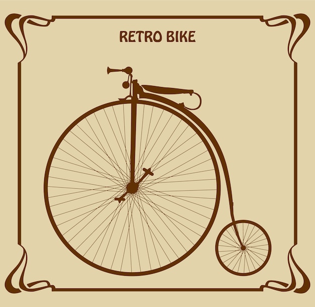 Vector tarjeta con bicicleta retro.