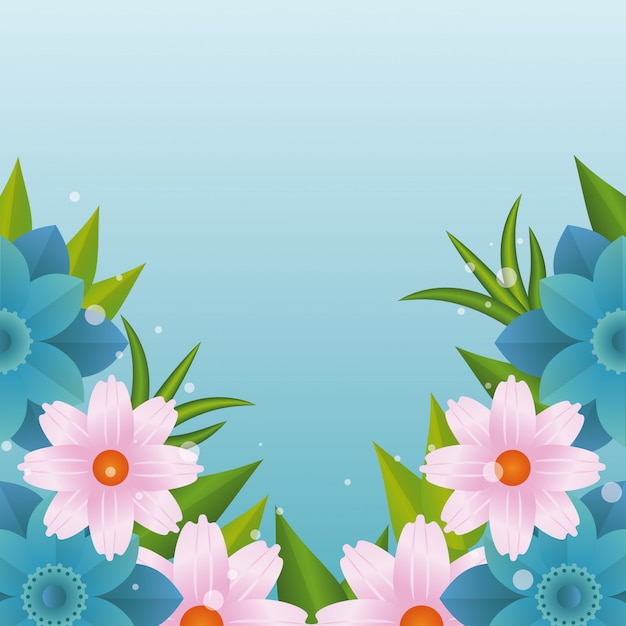 Tarjeta en blanco marco floral