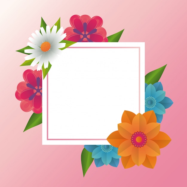 Vector tarjeta en blanco marco floral