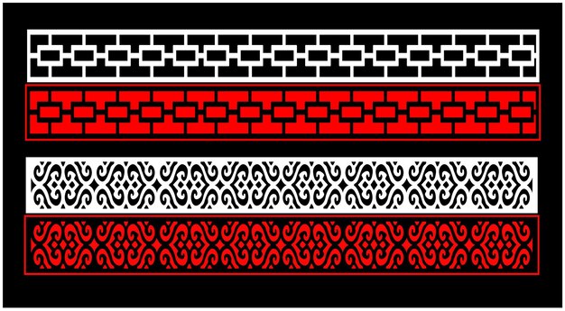 Una tarjeta en blanco y negro con un patrón rojo de flores y un fondo blanco.