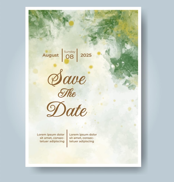 La tarjeta de boda de acuarela de Save Date