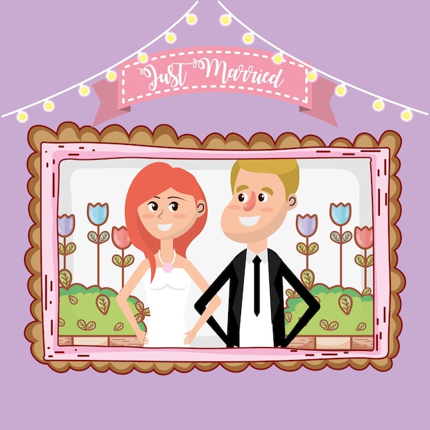 Tarjeta de boda diseño de dibujos animados