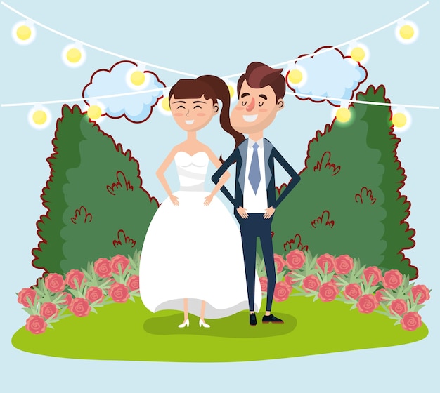 Vector tarjeta de boda diseño de dibujos animados