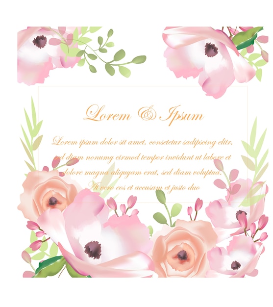 Tarjeta de boda dulce flor rosa