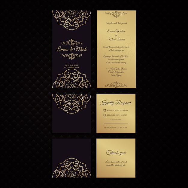 Tarjeta de boda elegante en blanco y negro