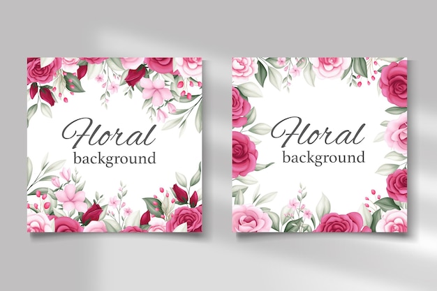 Vector tarjeta de boda elegante plantilla floral