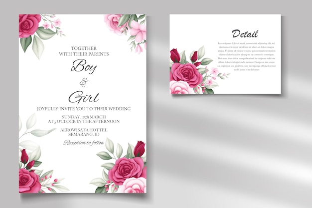 Vector tarjeta de boda elegante plantilla floral