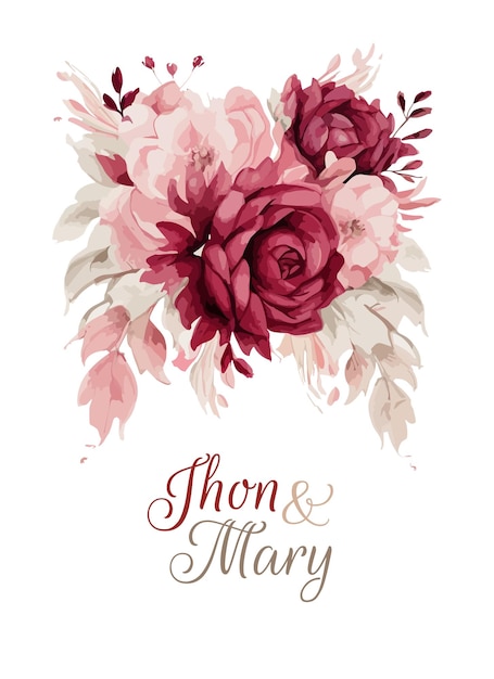 Vector tarjeta de boda floral acuarela