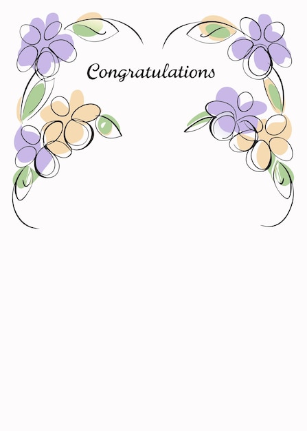 Tarjeta de boda floral minimalista sobre un fondo blanco
