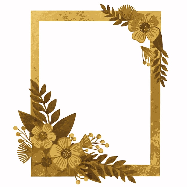 Tarjeta de boda floral minimalista en vector de color de papel dorado