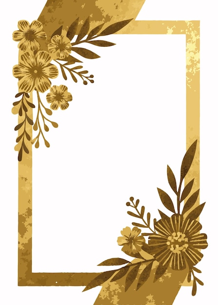 Tarjeta de boda floral minimalista en vector de color de papel dorado